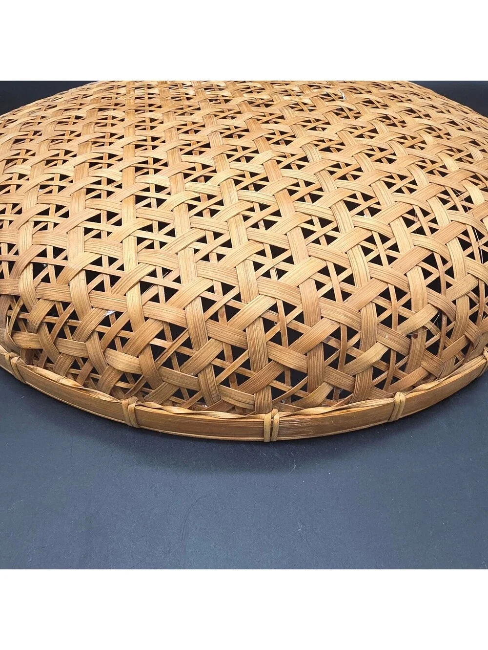 Vintage Handwoven Bamboo Basket Bowl 15
